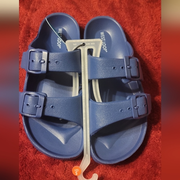 West Loop Kids Slip On Blue Sandals - Picture 1 of 5